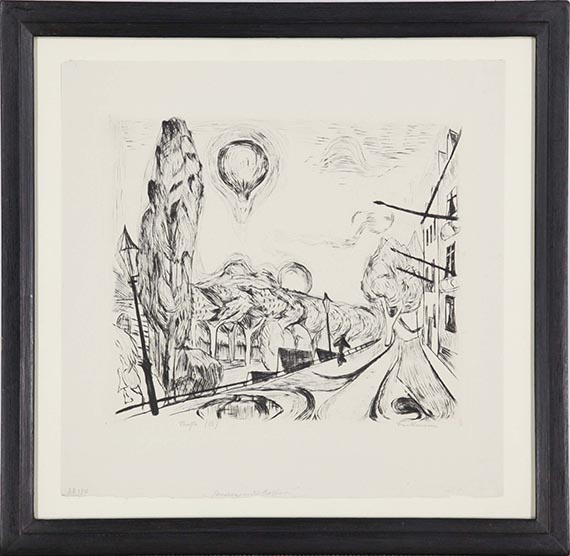 Max Beckmann - Landschaft mit Ballon - Image du cadre