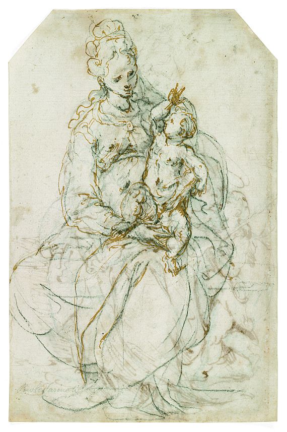  Italienisch - Sitzende Madonna mit dem triumphierenden Christuskind auf dem Schoß