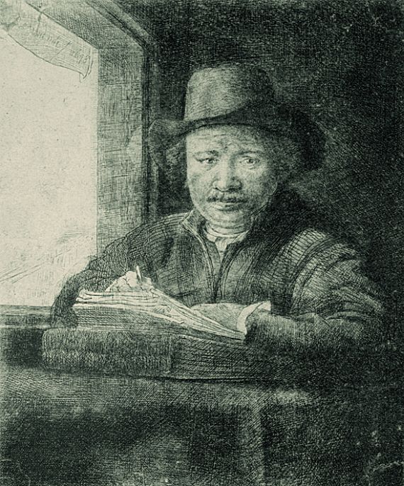 Harmensz. van Rijn Rembrandt - Selbstbildnis, zeichnend