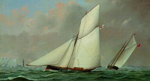  Englischer Marinemaler - Englische Yachten vor der Küste