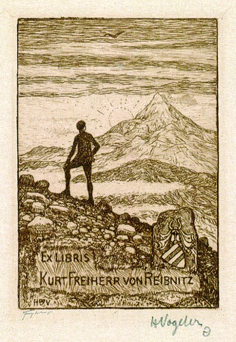 Heinrich Vogeler - 3 Bll. Exlibris: Georg Kühne. Dr. Kuhlenkampf-Post. Kurt Freiherr von Reibnitz