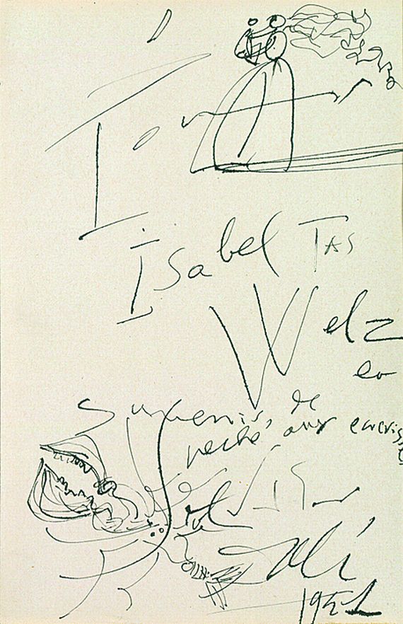 Salvador Dalí - Drawing dedicated to Isabel Welz