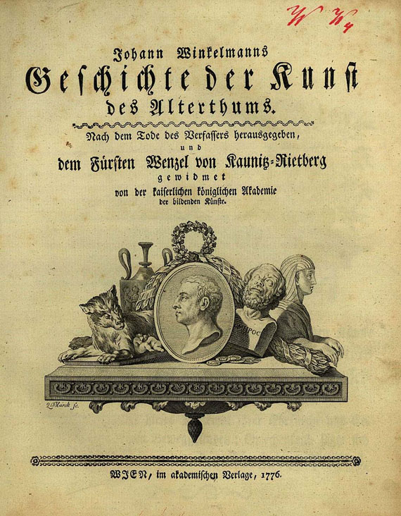   - Winkelmann, J. J., Kunst des Altertums. 1776. 2 Bde.