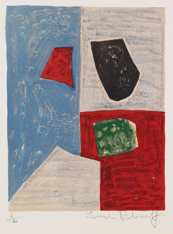 Serge Poliakoff - Composition rose, rouge et bleue