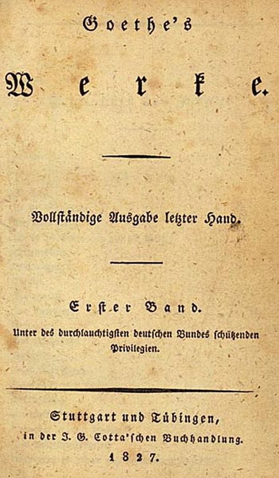 Johann Wolfgang von Goethe - Werke, zus. 50 Bde. 1827.