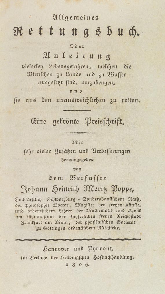 Johann Heinrich Moritz von Poppe - Allgemeines Rettungsbuch. 1806 - Autre image