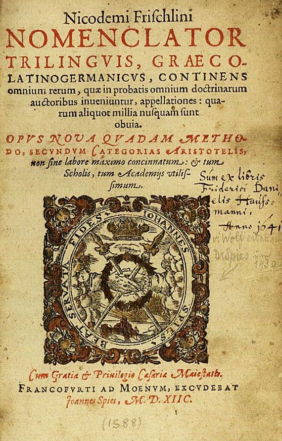 Nicodemi Frischlini - Nomenclator 1588