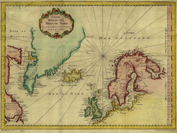  Nordmeer - 2 Bll. Weltkarte u. Nordmeer. Dabei: 1 Bl. Eclipsis telluris