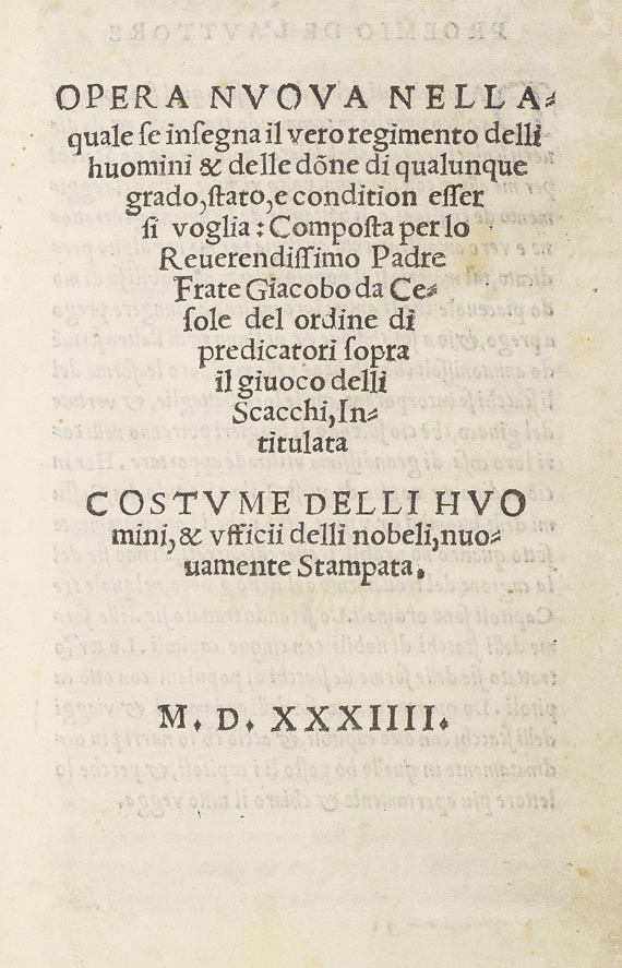 Jacobus de Cessolis - Opera nuova. 1534 - Autre image