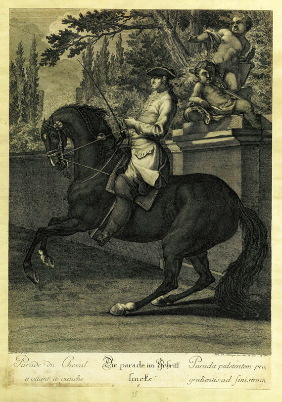 Johann Elias Ridinger - 5 Bll., Reitschule. 1734. - Autre image
