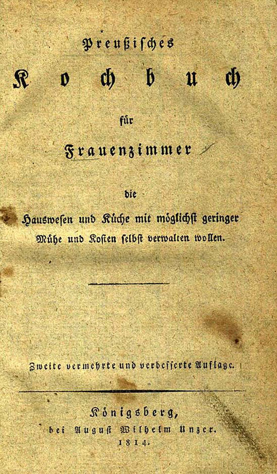  Kochbücher - Preußisches Kochbuch. 1814.