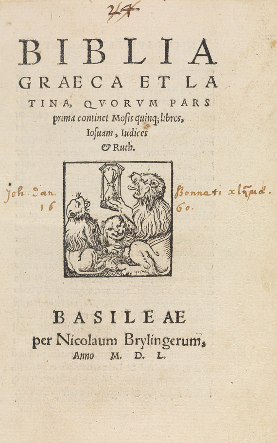   - Biblia graeca et latina. 4 Bde. 1550. - Autre image