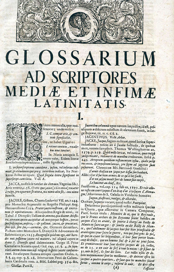 Carl DuFresne - Glossarium ad scriptores mediae et infimae latinitatis. 2 Bde. 1710.
