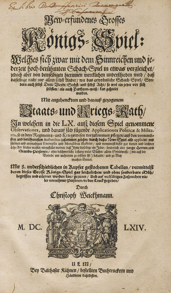 Christoph Weickhmann - New-erfundenes Königs- Spiel. 1664. - Autre image