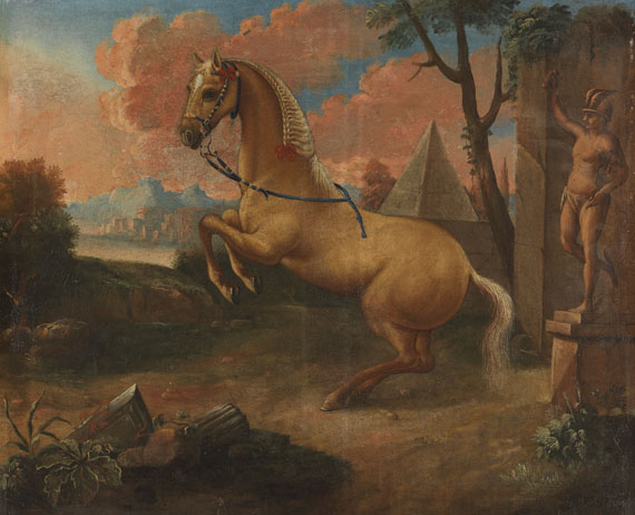 Johann Georg von Hamilton - Werkstatt - 4 Gemälde: Pferdeportraits vor Palastgartenarchitektur - Autre image