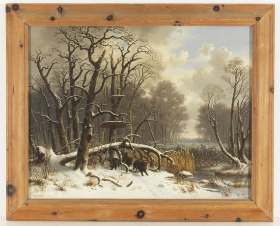 Wilhelm Reinhardt - Wildschweinrotte im verschneiten Winterwald - Autre image