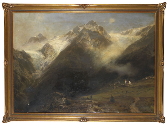 Otto Werner Henning von Kameke - Berglandschaft mit kleinem Ort und zwei Gletschern - Autre image