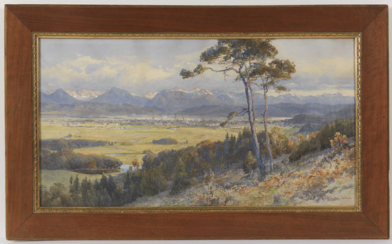 Edward Theodore Compton - Blick auf Klagenfurt vor den Bergzügen der Karawanken - Image du cadre