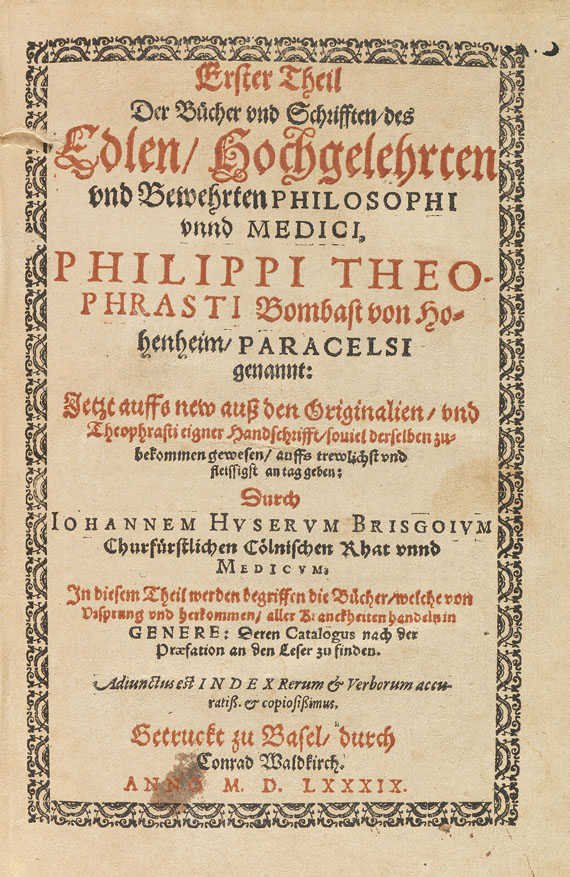 Philippus Theophrastus Paracelsus - Bücher und Schrifften. 1589. - Autre image