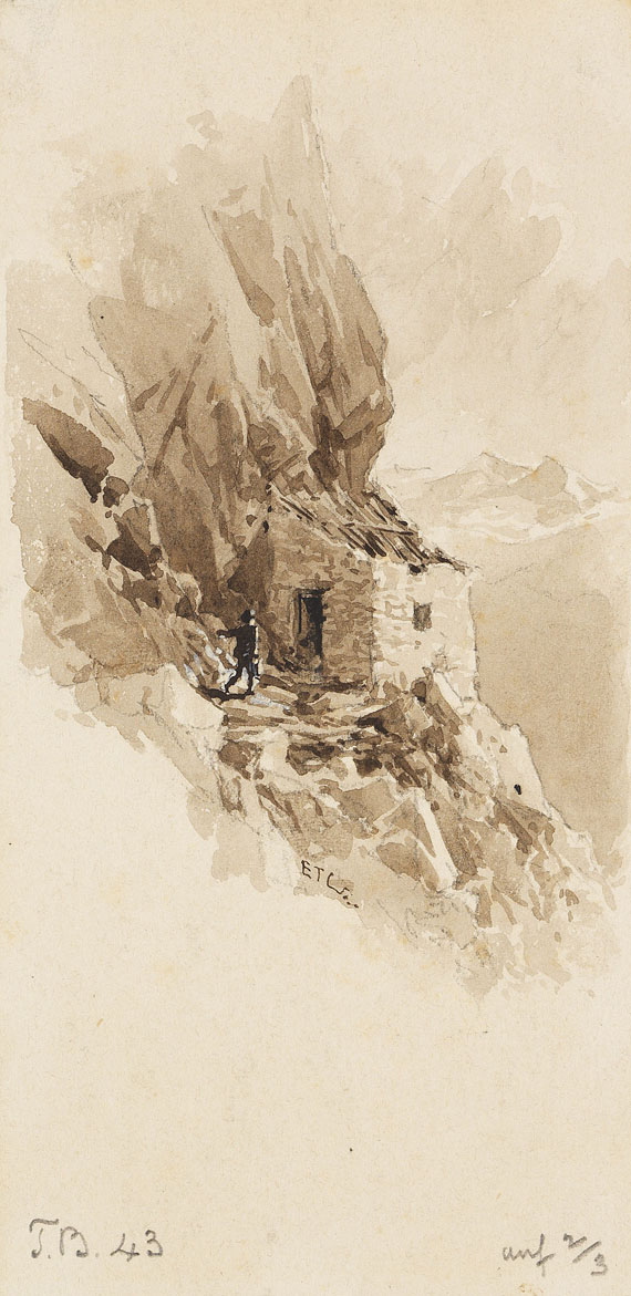 Edward Theodore Compton - 2 Bll.: Tabarettawand mit der Payerhütte. Schutzhütte an der Felswand - Autre image