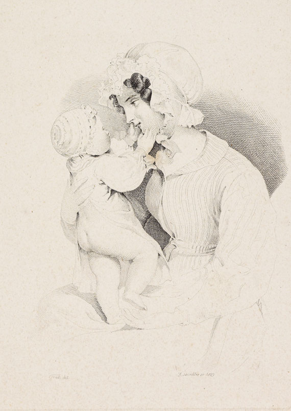 Peter Fendi - 2 Bll.: Mutter mit Kind. Spielende Kinder - Autre image