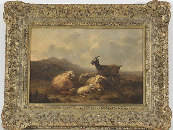 Eugène Joseph Verboeckhoven - Schafe und Ziegen auf der Weide - Image du cadre