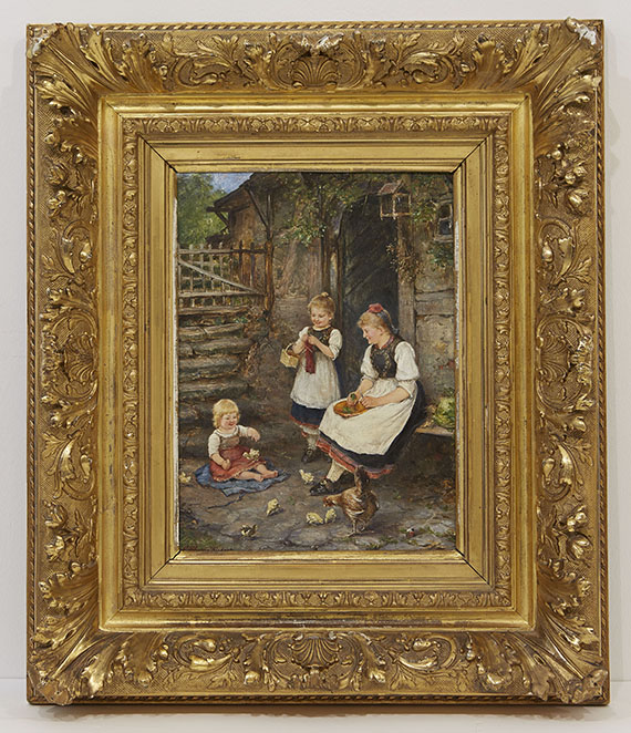Ludwig Blume-Siebert - Drei Mädchen in Schwälmer Tracht - Image du cadre