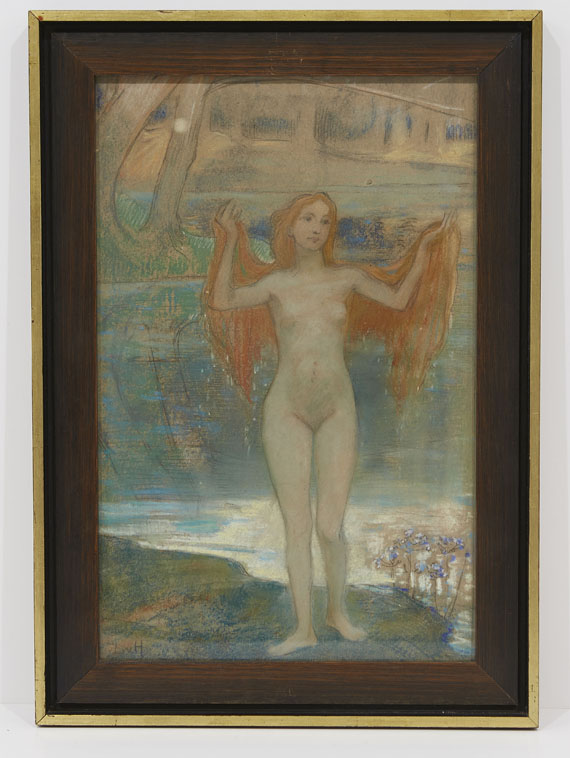 Ludwig von Hofmann - Mädchen am Seeufer - Image du cadre