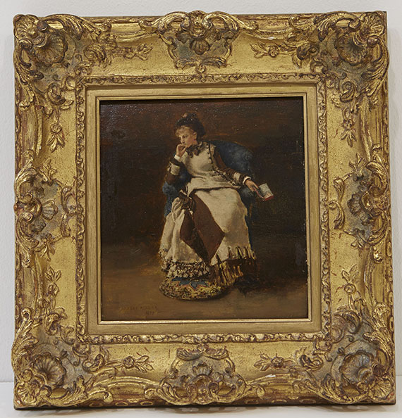 Albert von Keller - Sitzende Dame mit Buch - Image du cadre