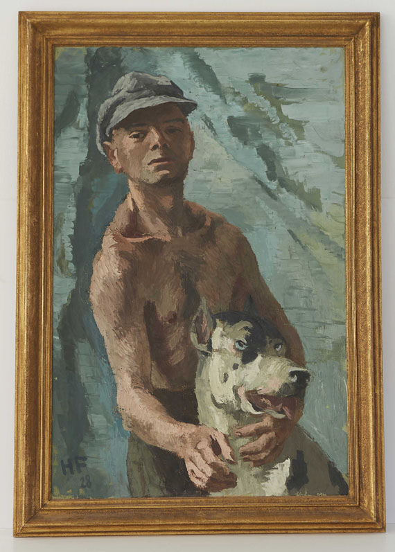 Hans Feibusch - Junger Mann mit Dogge - Image du cadre