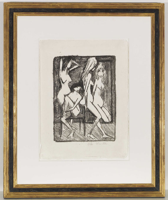 Otto Mueller - Drei Mädchen vor dem Spiegel - Image du cadre