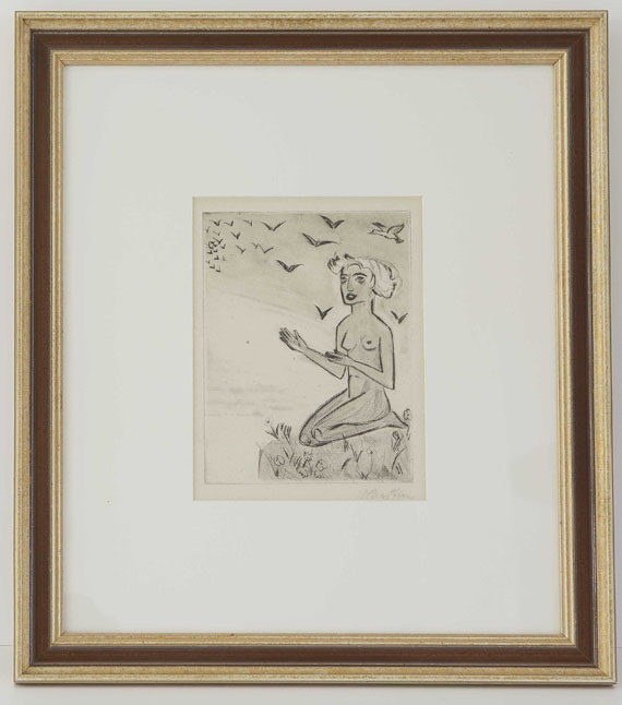 Hermann Max Pechstein - Yali VI (Das kniende Mädchen mit den Vögeln) - Image du cadre