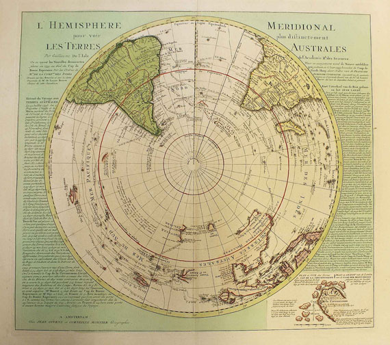  Polkarte - 2 Bll.: Hemisphere septentrional & meridional (Deslilse), dabei: 1 Bl. Hemisphere austral (Benard/Cook). - Autre image