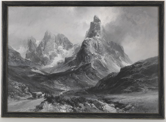Edward Theodore Compton - Der Cimon della Pala in den Dolomiten, gesehen vom Rollepass aus - Image du cadre