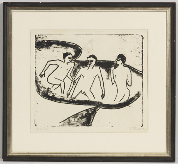 Ernst Ludwig Kirchner - Drei Akte im Wasser, Moritzburg - Image du cadre