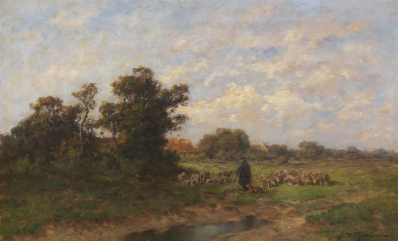 Désiré Thomassin - Schäfer mit seiner Herde am Dorfrand
