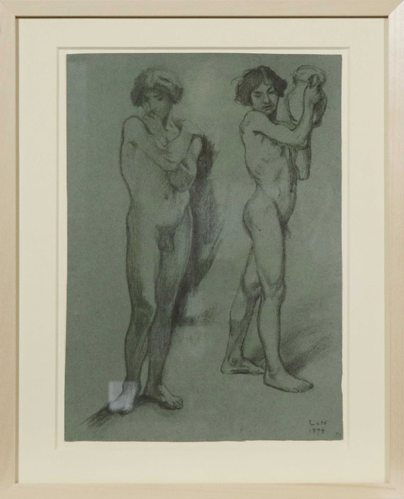 Ludwig von Hofmann - Zwei stehende männliche Akte - Image du cadre