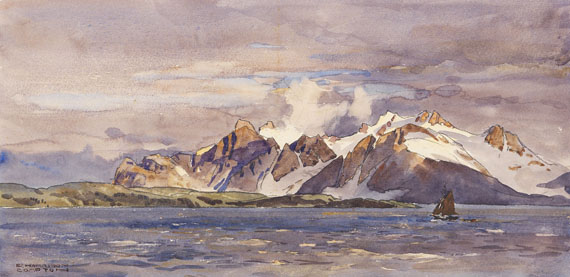 Edward Harrison Compton - 2 Bll.: Nordnorwegische Landschaften: Vogelfelsen auf der Insel Hjelms-Ö, Finnmark. Küste bei Arnøya - Autre image