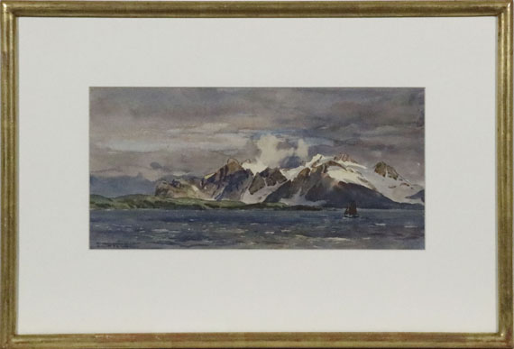 Edward Harrison Compton - 2 Bll.: Nordnorwegische Landschaften: Vogelfelsen auf der Insel Hjelms-Ö, Finnmark. Küste bei Arnøya - Image du cadre