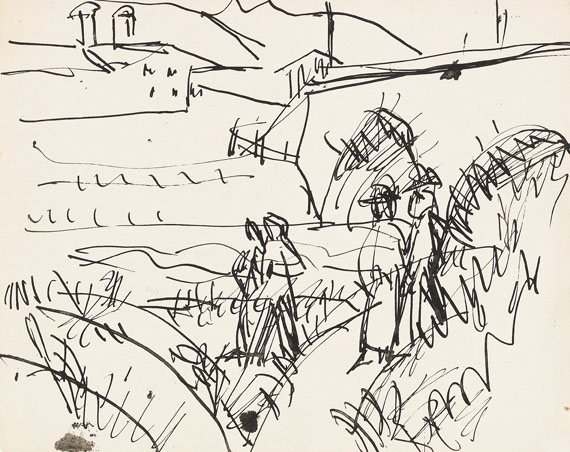 Ernst Ludwig Kirchner - Spaziergänger bei einer Brücke