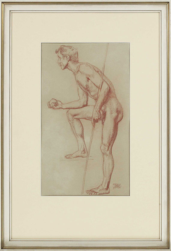 Franz von Stuck - Stehender Mann mit Apfel und Lanze - Image du cadre