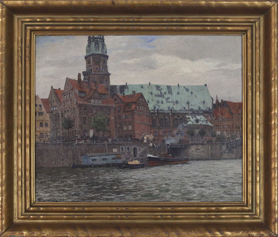 Friedrich Kallmorgen - Blick auf die St. Katharinenkirche in Hamburg - Image du cadre
