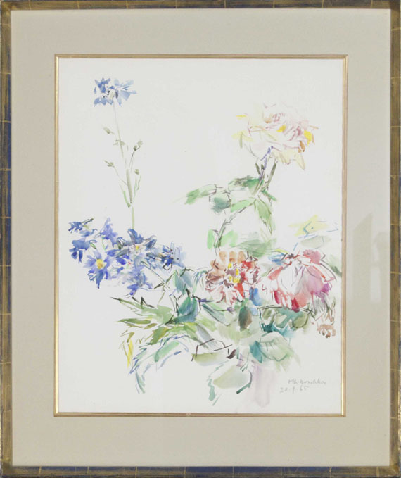 Oskar Kokoschka - Sommerblumen mit Rosen - Image du cadre