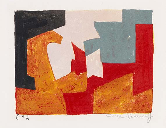 Serge Poliakoff - Komposition in Orange, Schwarz, Rosa, Grün und Rot