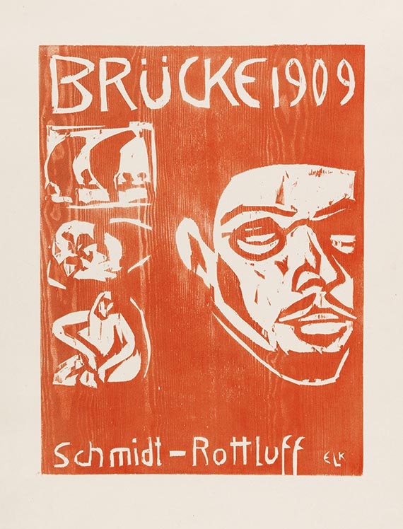 Ernst Ludwig Kirchner - Umschlag der IV. Jahresmappe der Künstlergruppe Brücke - Porträt Schmidt-Rottluff