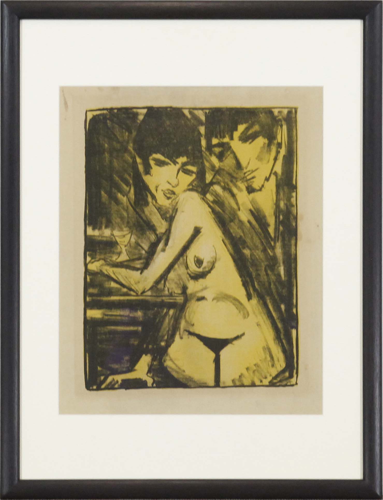 Otto Mueller - Paar am Tisch (Selbstbildnis mit Maschka, Absinthtrinkerin) - Image du cadre