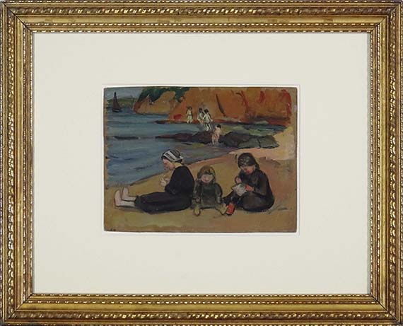 Fernand Piet - Ohne Titel (Kinder am Strand) - Image du cadre