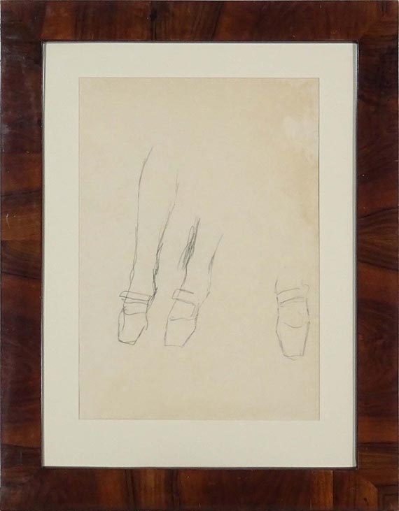 Gustav Klimt - Zwei Studien eines rechten und eines linken Fußes (Mädas Ballettschuhe) - Image du cadre