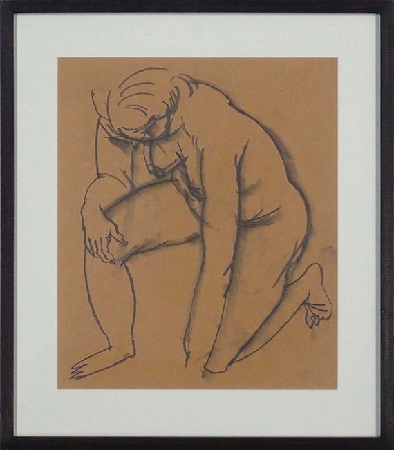 George Grosz - Kniender weiblicher Akt - Image du cadre