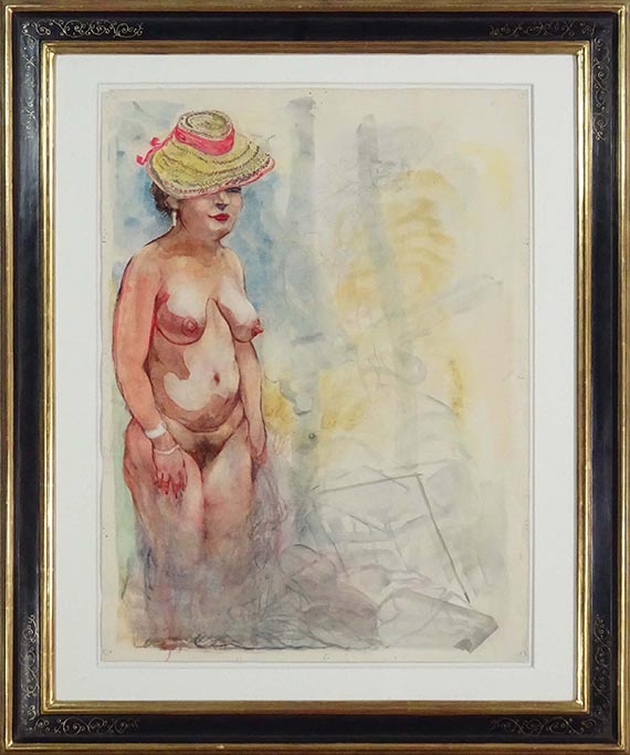 George Grosz - Female Nude with Summer Hat, Cape Cod - Image du cadre